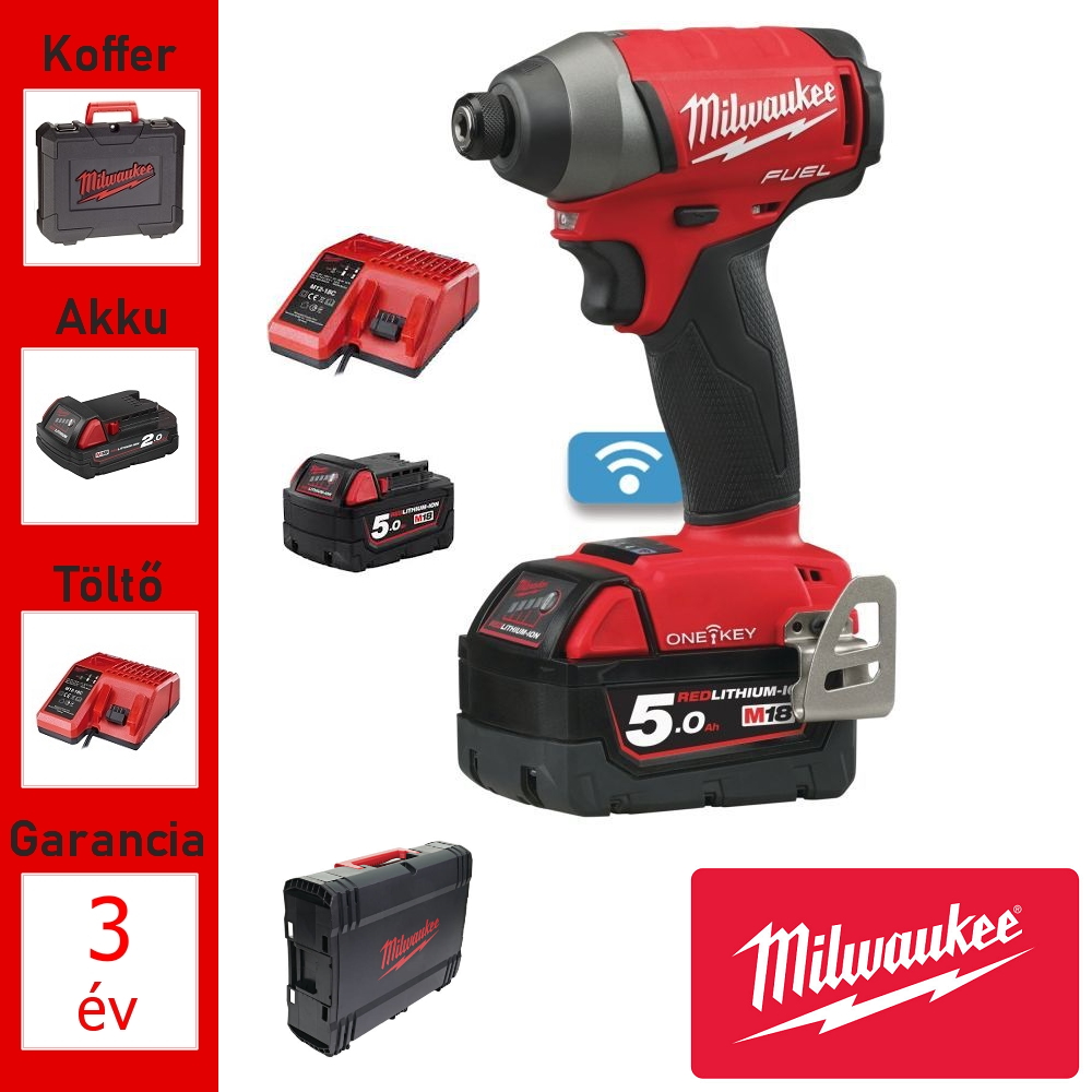 Milwaukee 18V ütvecsavarozó 203Nm, ONE-KEY, + 2akku, töltő, koffer